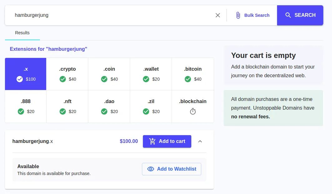 Cost of Crypto Domain
